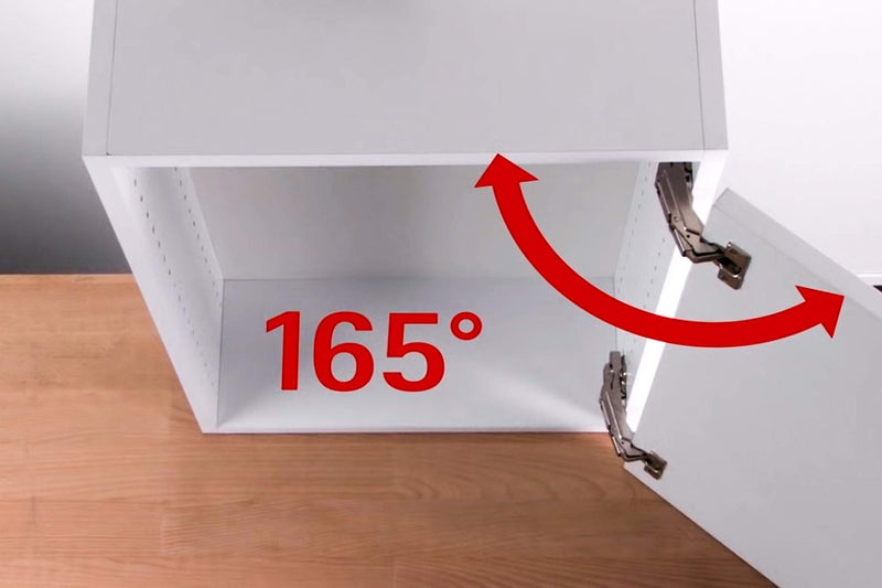 Berta 2-Pack 165 Degree Hinges Frameless Cabinet Doors Hinges Concealed Hydraulic Adjustable Mounting Hinges Soft Closing Nickel-Plated Steel Buffer Dampers for Wardrobe,1 Pair (Full Overlay) - Image 4